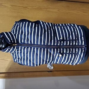 J crew down filled quilted puffer vest navy white striped